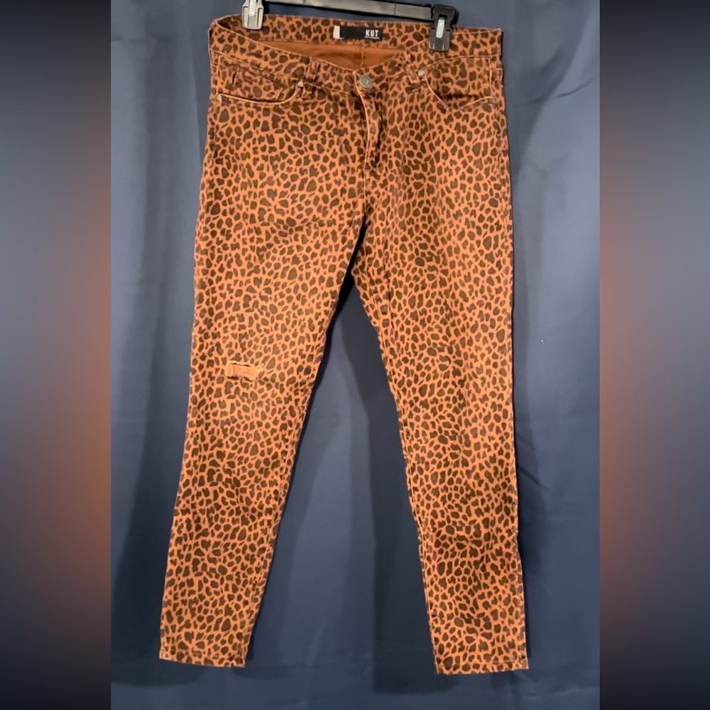 Kut from the Kloth “Donna Ankle Skinny Jean” Women 12 Cheetah Print